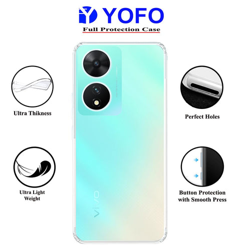 YOFO Back Cover for Vivo T2 (5G) (Silicone|Transparent|Camera Protection)