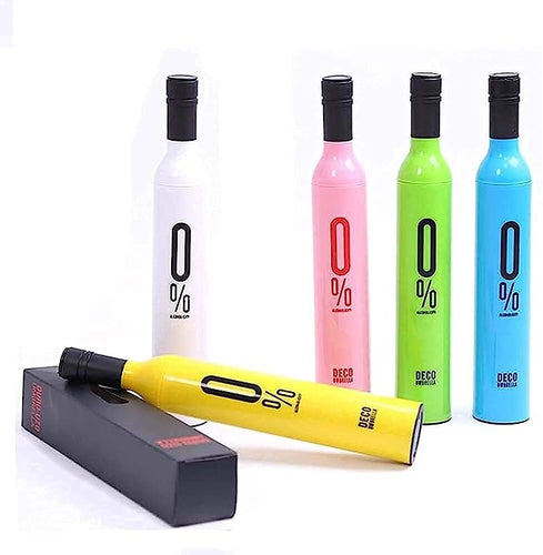DECO UMBRELLA Folding Portable Umbrella with Bottle Cover for UV Protection & Rain Umbrella Mini Travel Pack Of 1