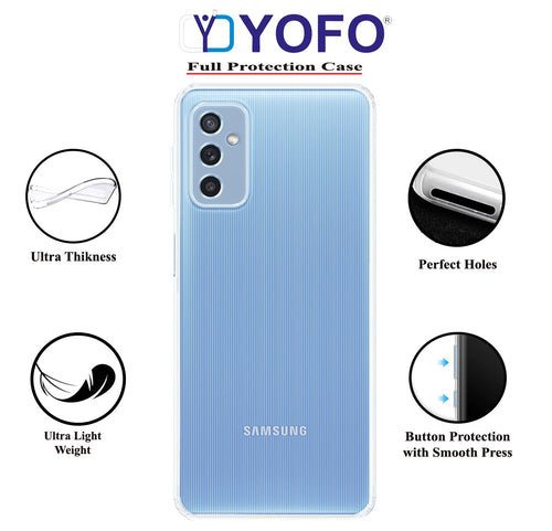YOFO Back Cover for Samsung M52 (5G) (Flexible|Silicone|Transparent|Full Camera Protection)