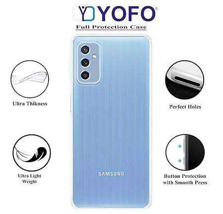 YOFO Back Cover for Samsung M52 (5G) (Flexible|Silicone|Transparent|Full Camera Protection)
