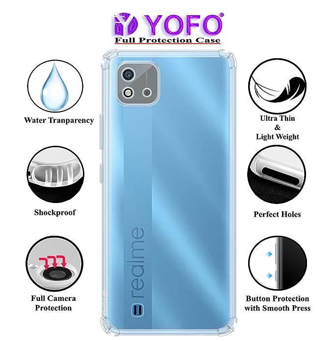 YOFO Back Cover for Realme C20 / C20A / C11 (2021) (Flexible|Shockproof|Silicone|Transparent|Camera Protection)