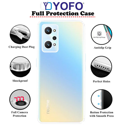 YOFO Back Cover for Realme GT Neo 2 (Flexible|Silicone|Transparent|Anti Dust Plug|Camera Protection)