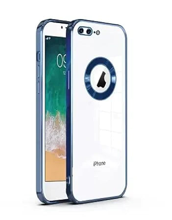 YOFO Electroplated Logo View Back Cover Case for Apple iPhone Plus (Transparent|Chrome|TPU+Poly Carbonate)