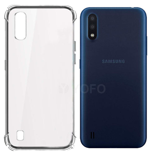 YOFO Rubber Back Cover Case for Samsung M01 (Transparent) with Bumper Corner