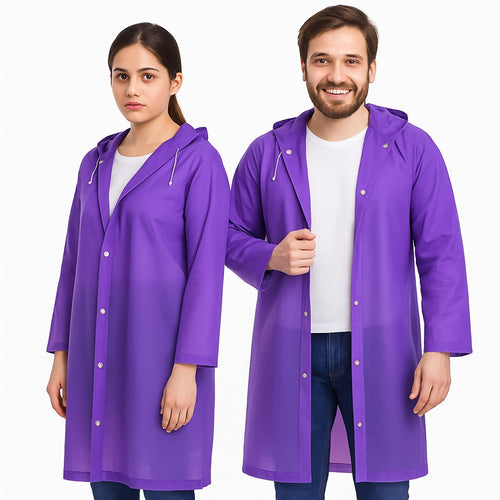 EVA Poncho Rain coat for Men & Women, Lightweight Waterproof Raincoat with Hood, Adjustable Drawstring & Snap Button Closure, Outdoor Rainwear (FREE SIZE)