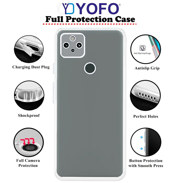 YOFO Back Cover for Google Pixel 4A (5G) (Flexible|Silicone|Transparent|Full Camera Protection|Dust Plug)