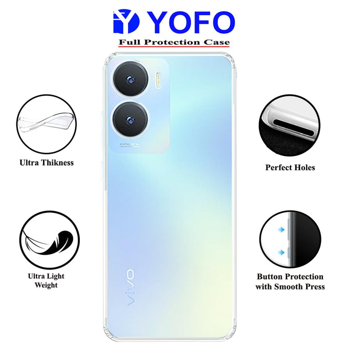YOFO Back Cover for Vivo T2X (5G) (Silicone|Transparent|Camera Protection)