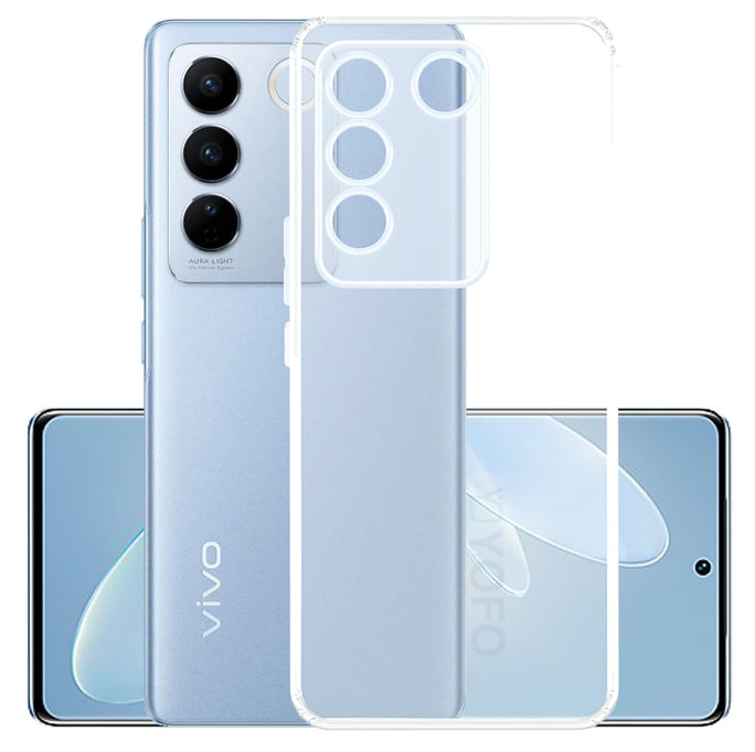 YOFO Back Cover for Vivo V27 (5G)/ V27 Pro (5G)/ S16 (5G)/ S16 Pro (5G)(SlimFlexible|Silicone|Transparent|Camera Protection|DustPlug)