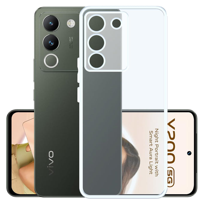 YOFO Back Cover for Vivo Y200 (5G) (SlimFlexible|Silicone|Transparent|Camera Protection|DustPlug)