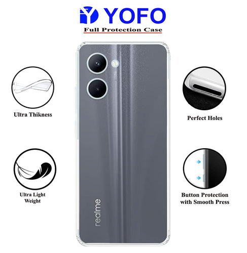 YOFO Back Cover for Realme C33 (2023) (Silicone|Transparent|Camera Protection)