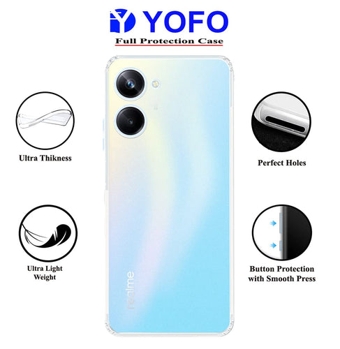 YOFO Back Cover for Realme 10 Pro (5G) (Silicone|Transparent|Camera Protection)