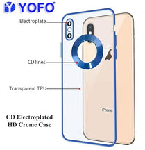 YOFO Electroplated Logo View Back Cover for iPhone Xs Max (Blue)