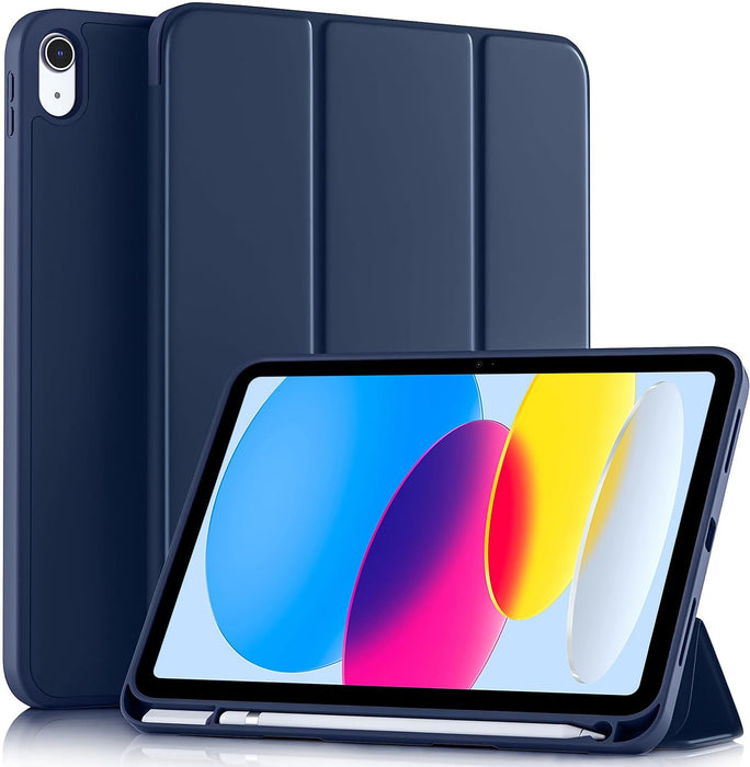 Smart Case for iPad 10th Generation (2025/2022) [Auto Sleep/Wake Cover] [Pencil Holder] [Soft Flexible Case] Recoil Series for Apple iPad 10th Generation - Dark Blue