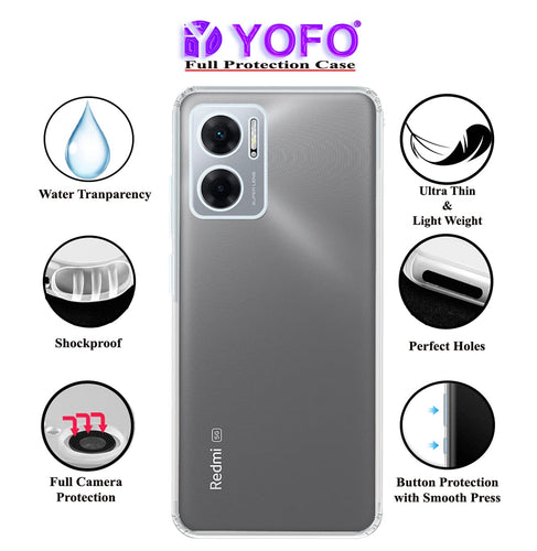 YOFO Back Cover for Redmi 11 Prime (5G) (Silicone|Transparent|Camera Protection)