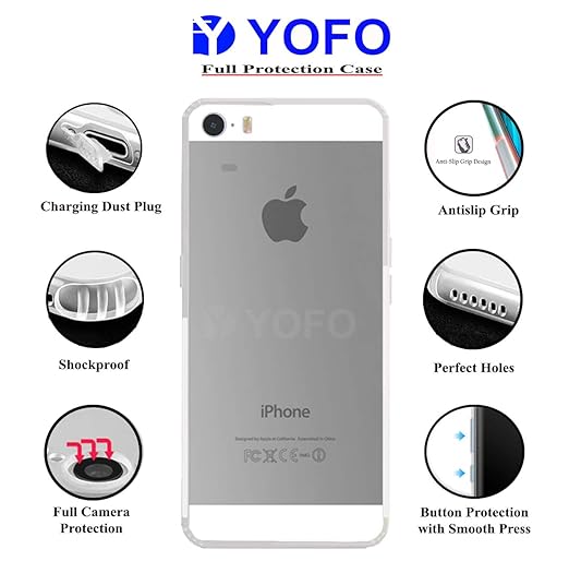 YOFO Rubber Soft Clear Ultra Thin Shockproof Back Cover for iPhone 5 /5S ((Transparent))