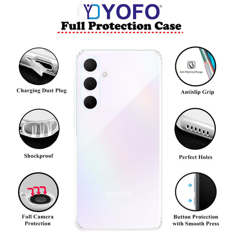 YOFO Back Cover for Samsung A35 (5G) (Flexible|Silicone|Transparent|Anti Dust Plug|Camera Protection)