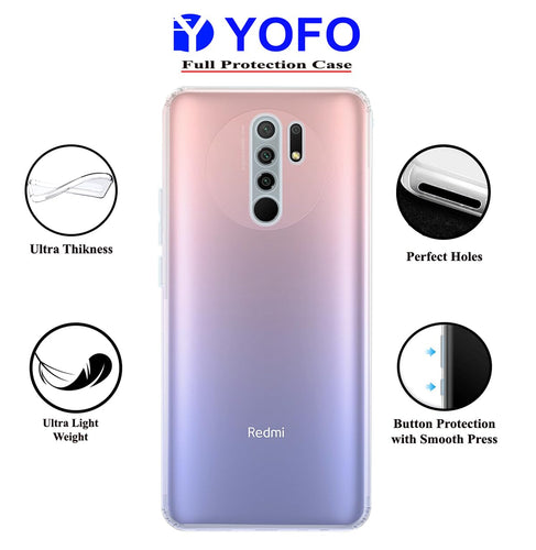 YOFO Back Cover for Poco M2 (Flexible|Shockproof|Silicone|Transparent|Camera Protection)
