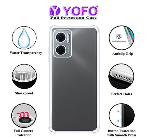 YOFO Back Cover for Mi Redmi Note 11E (Flexible|Shockproof|Silicone|Transparent|Camera Protection)