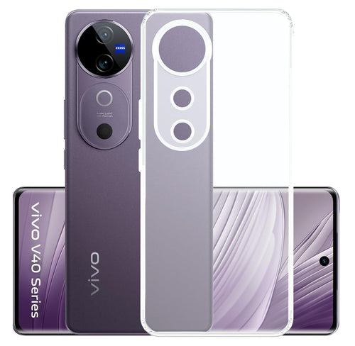 YOFO Back Cover for Vivo V40 / V40 Pro/Vivo T3 Ultra (5G) (Flexible|Silicone|Transparent|Full Camera Protection|Dust Plug)