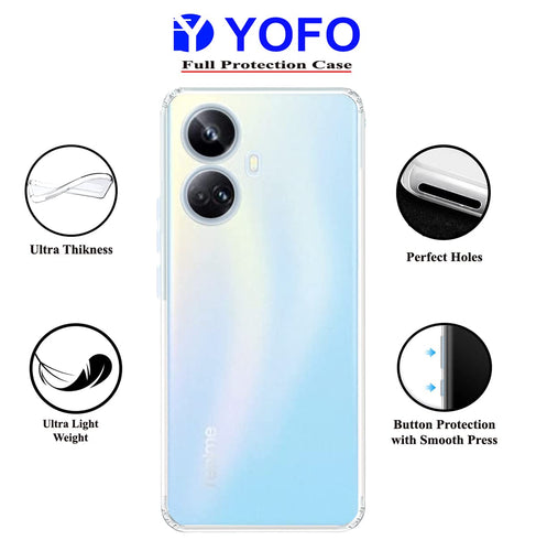 YOFO Back Cover for Realme 10 Pro Plus (5G) (Silicone|Transparent|Camera Protection)