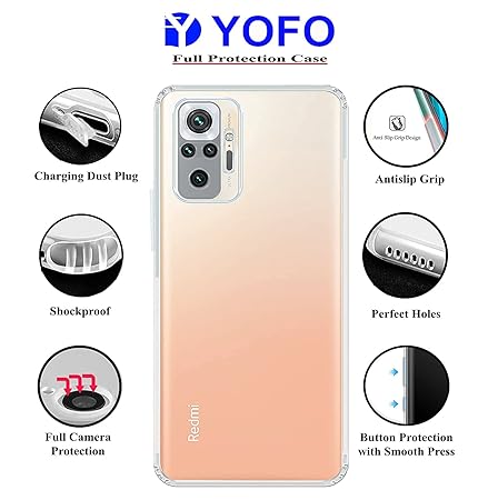 YOFO Silicone Transparent Back Cover for Redmi Note 10 Pro/Redmi Note 10 Pro Max