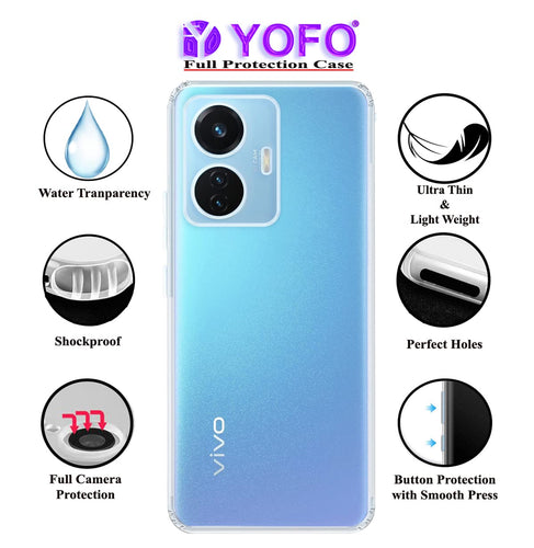YOFO Back Cover for Vivo T1 (44W) / iQOO Z6 (Silicone|Transparent|Camera Protection)