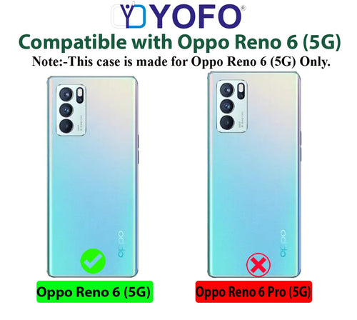 YOFO Back Cover for Oppo Reno 6 (5G) (Flexible|Silicone|Transparent|Dust Plug|Camera Protection)