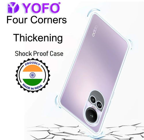 YOFO Back Cover for Oppo Reno 10 / Reno 10 Pro (5G) 2.0 MM (Flexible|Silicone|Transparent|Full Camera Protection)
