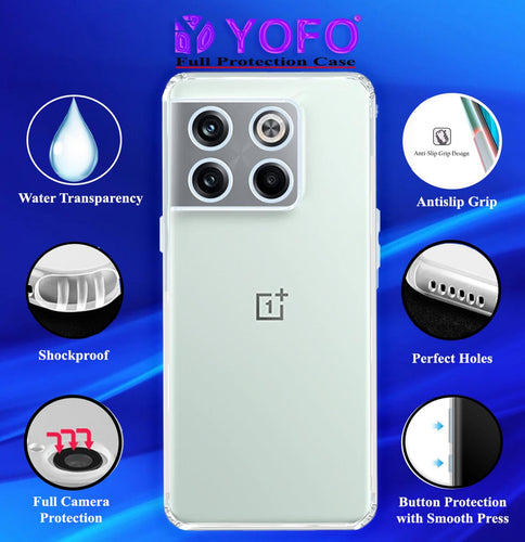YOFO Back Cover for OnePlus 10T (5G) (Flexible|Silicone|Transparent|Full Camera Protection|Anti Dust Plug)