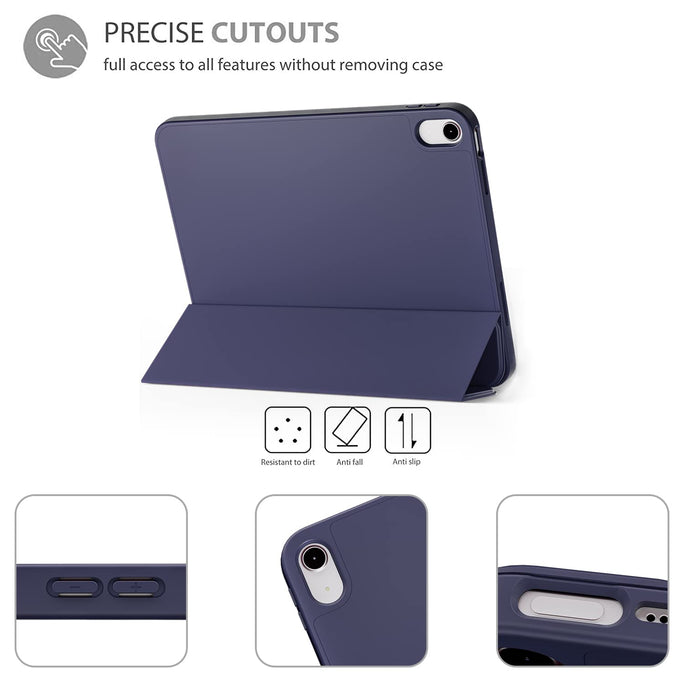 Smart Case for iPad 10th Generation (2025/2022) [Auto Sleep/Wake Cover] [Pencil Holder] [Soft Flexible Case] Recoil Series for Apple iPad 10th Generation - Dark Blue