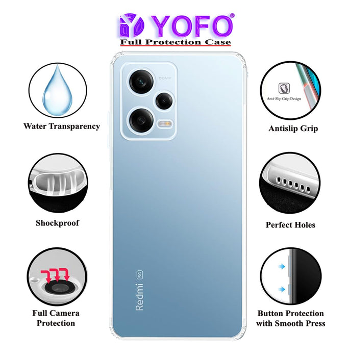 YOFO Transparent Back Cover for Mi Redmi Note 12 Pro