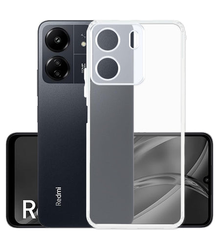 YOFO Back Cover for Mi Redmi 13C (4G) / Poco C65 (Flexible|Silicone|Transparent|Full Camera Protection|Dust Plug)