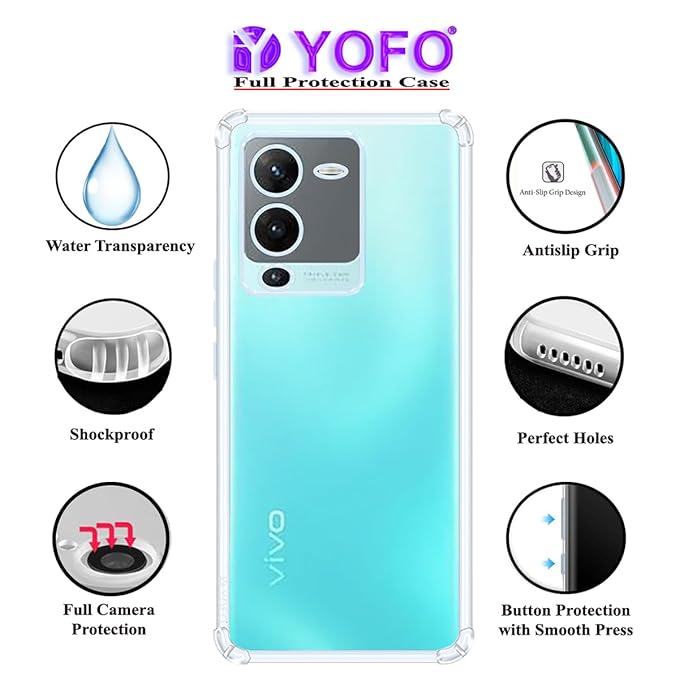 YOFO Back Cover for Vivo S15 Pro (Flexible|Shockproof|Silicone|Transparent|Camera Protection)