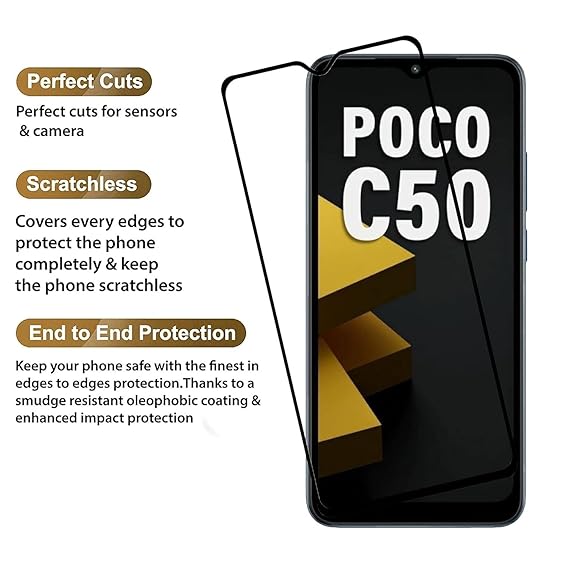 Edge to Edge Tempered Glass for Poco C50, C51