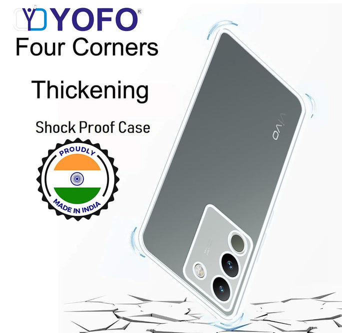 YOFO Back Cover for Vivo Y200 (5G) (SlimFlexible|Silicone|Transparent|Camera Protection|DustPlug)