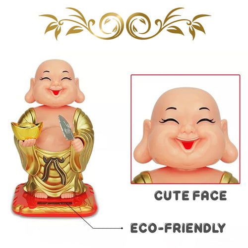 Laughing Buddha Feng-Shui, Positive Energy, Money Luck & Prosperity Decorative Showpiece (Plastic, Gold & Red)