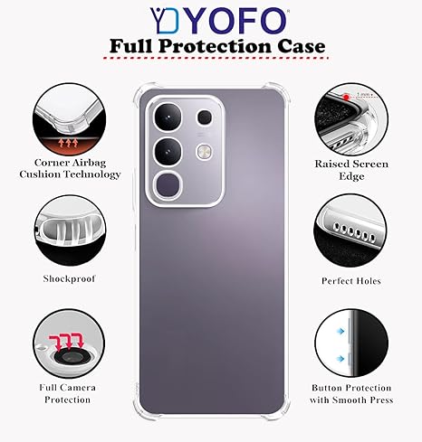 YOFO Transparent Back Cover for Vivo T4x (5G) / IQOO Z10x (5G)