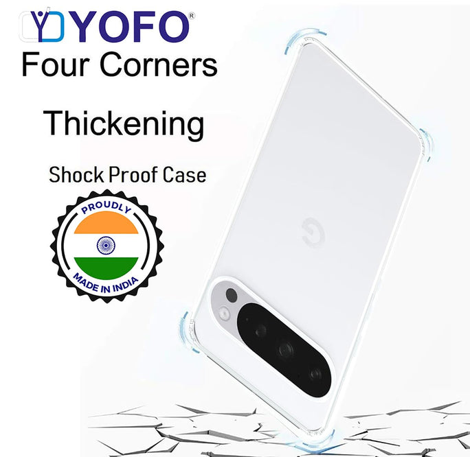YOFO Back Cover for Google Pixel 9 / Pixel 9 Pro (5G) (Flexible|Silicone|Transparent|Full Camera Protection|Dust Plug)