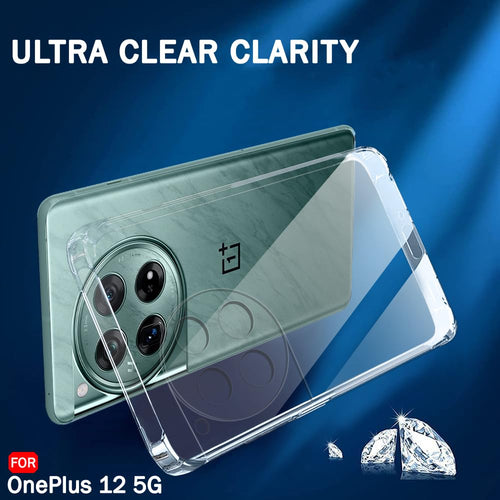 YOFO Back Cover for OnePlus 12 (5G) (Flexible|Silicone|Transparent|Full Camera Protection|Dust Plug)