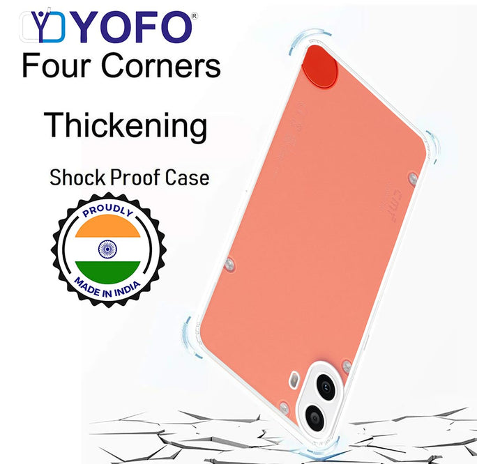 YOFO Back Cover for CMF by Nothing Phone 1 (Flexible|Silicone|Transparent|Full Camera Protection|Dust Plug)
