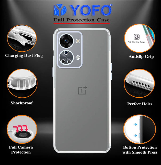 YOFO Back Cover for OnePlus Nord 2T (5G) (Flexible|Silicone|Transparent|Anti Dust Plug|Camera Protection)