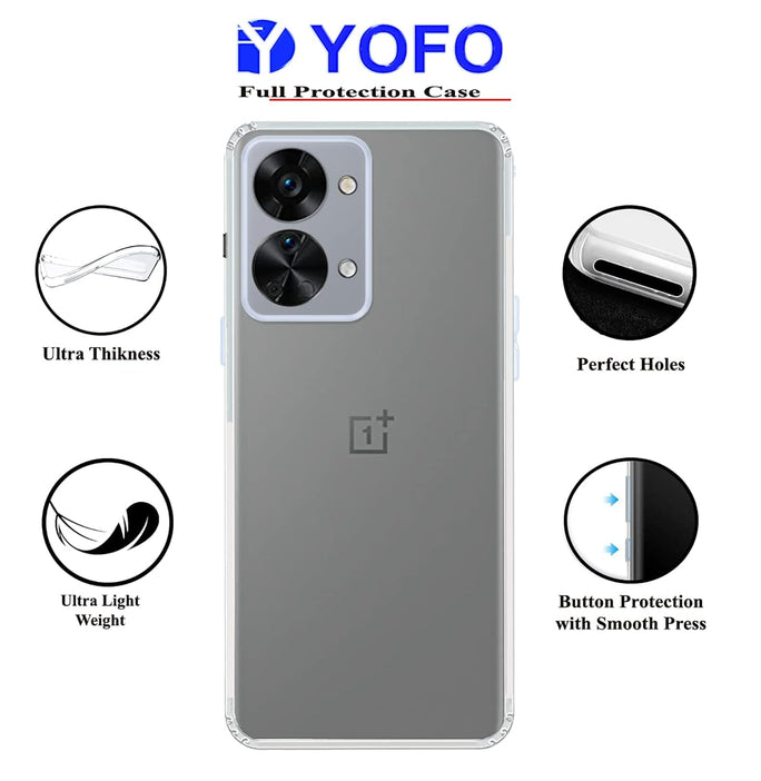 YOFO Back Cover for OnePlus Nord 2T (5G) (Flexible|Silicone|Transparent|Anti Dust Plug|Camera Protection) (SALE)