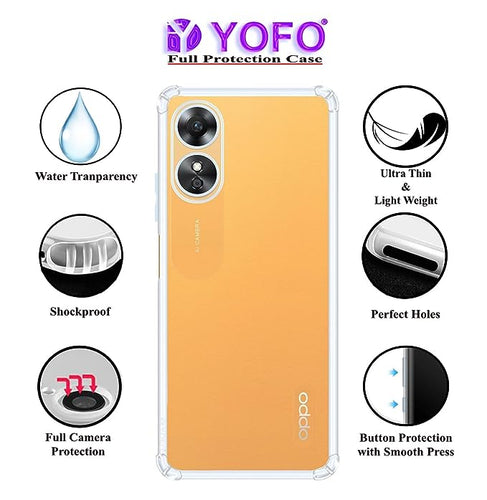 YOFO Back Cover for Oppo A17 (Flexible|Shockproof|Silicone|Transparent|Camera Protection)