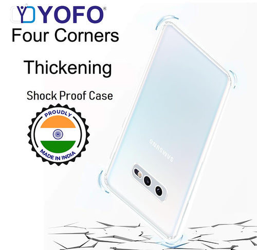 YOFO Silicon Back Cover Case for Samsung Galaxy S10e (Transparent) Camera Protection with Dust Plug