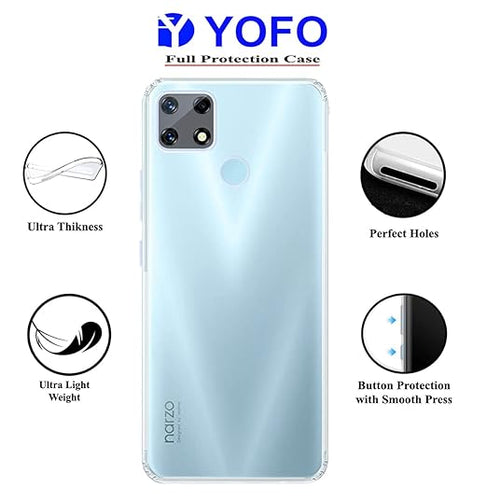 YOFO Back Cover for Realme Narzo 20 (Silicone|Transparent|Camera Protection)