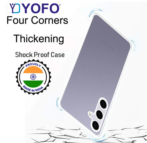 YOFO Back Cover for Samsung Galaxy S24 Plus (Flexible|Silicone|Transparent|Full Camera Protection|Dust Plug)