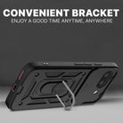 YOFO Back Cover for Google Pixel 9A | 360 Protection Case | Sliding Camera Shield Cover & Ring Holder Stand D10 Tough Armor Bumper Case (Black)