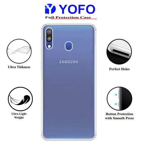 YOFO Rubber Back Cover for Samsung M20 (Transparent) All Side Protection Case