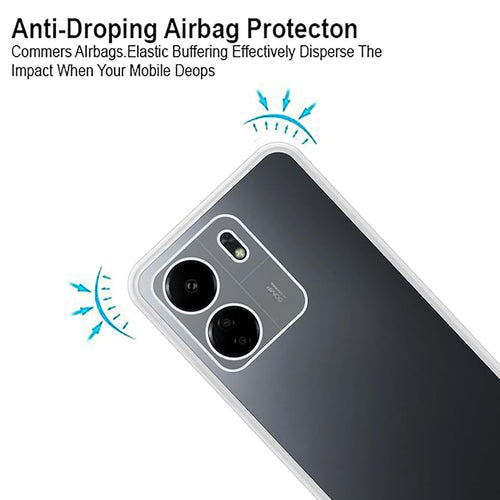 YOFO Back Cover for Mi Redmi 13C (4G) / Poco C65 (Flexible|Silicone|Transparent|Full Camera Protection|Dust Plug)