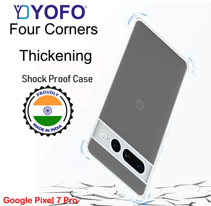 YOFO Back Cover for Google Pixel 7 Pro (SlimFlexible|Silicone|Transparent|Camera Protection|DustPlug)